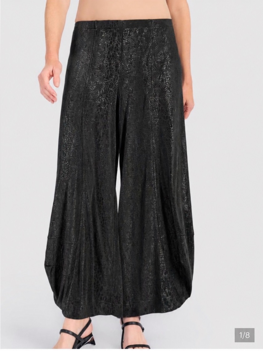 Alembika Essential Snake sprint Slinky Punto Black Wide Leg Barrel Pant XS 4/6